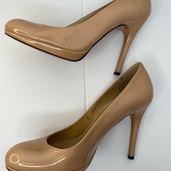 STUART WEIZTMAN 7 Elegant Luxury Designer Tan High Heels - Picture 8 of 10